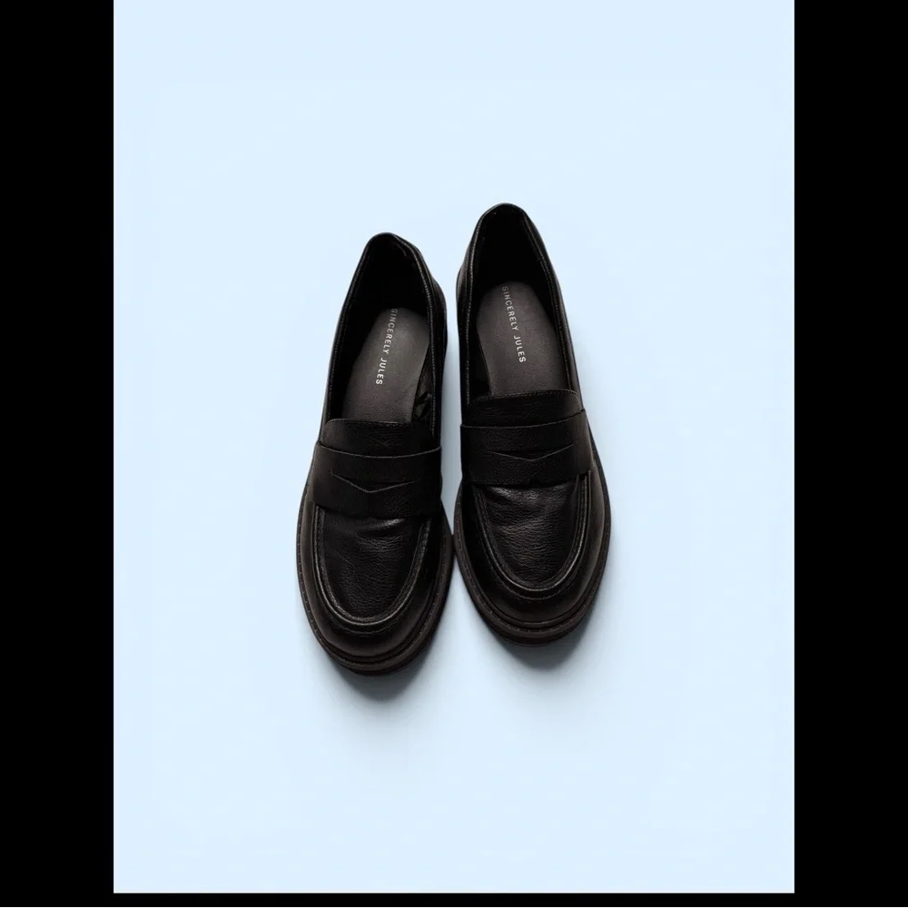 Sincerely Jules Rocker Lug Sole Penny Loafer Black 8.5 Dark Academia Chunky Chic - Picture 2 of 7